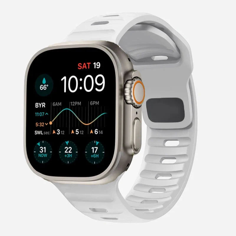 Pulsera Apple Watch de silicona quirúrgica blanca