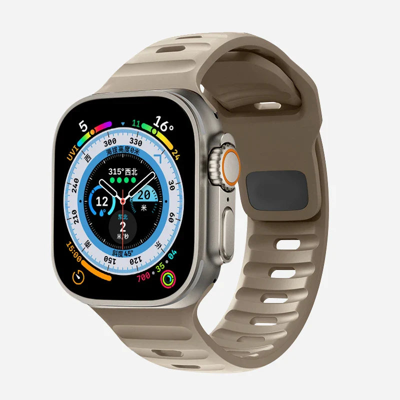 Pulsera Apple Watch de silicona quirúrgica marrón