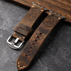 Pulsera Apple Watch Hombre en Cuero Grueso vikingo plata