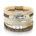 Pulsera Árbol de la Vida Gourmette en Cuero beige