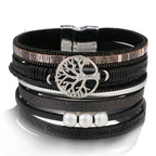 Pulsera Árbol de la Vida Gourmette en Cuero negro