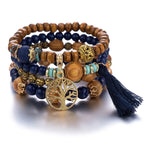 Pulsera Árbol de la Vida Gourmet Mujer Perlas azules