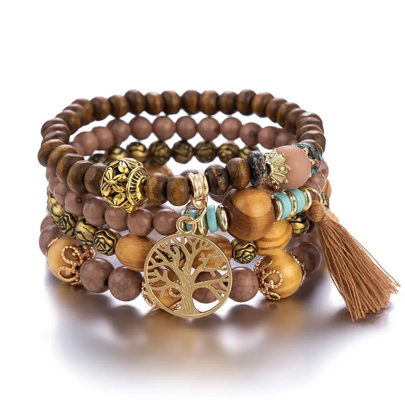 Pulsera Árbol de la Vida Gourmet Mujer Perlas marrones