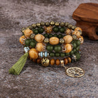 Pulsera Árbol de la Vida Gourmet Mujer Perlas verdes