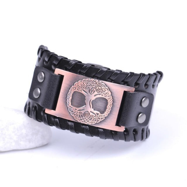 Pulsera Árbol de la Vida Hombre negro y cobrizo