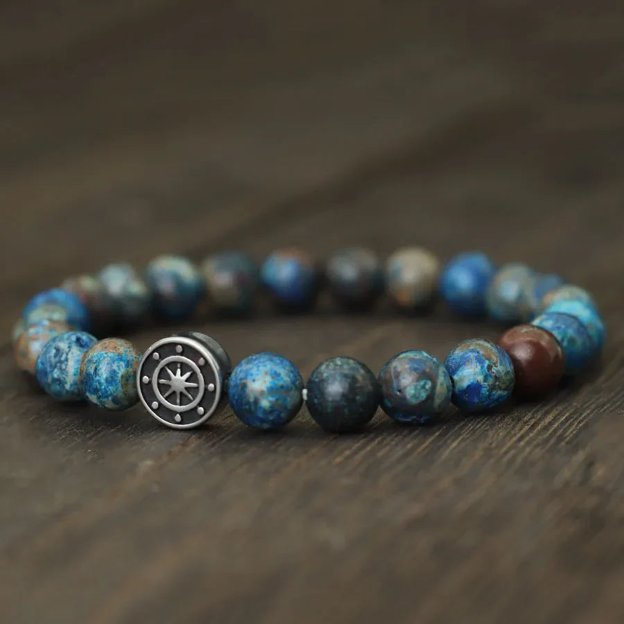 Pulsera con Brújula Rosa de los Vientos en Piedras Naturales phoenix