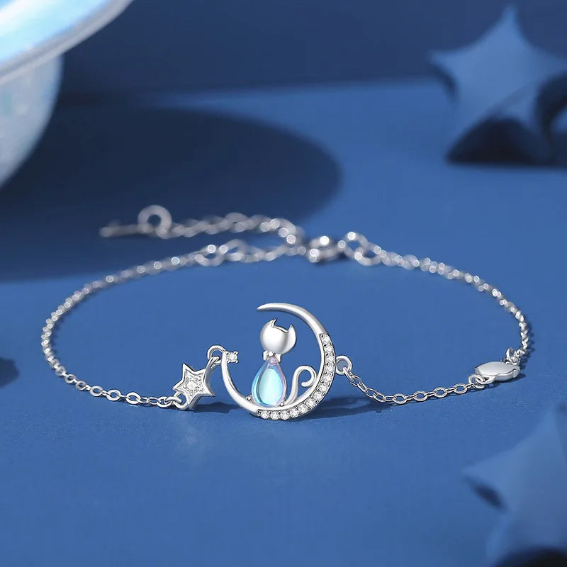 Pulsera con Gato Piedra de Luna y Circón