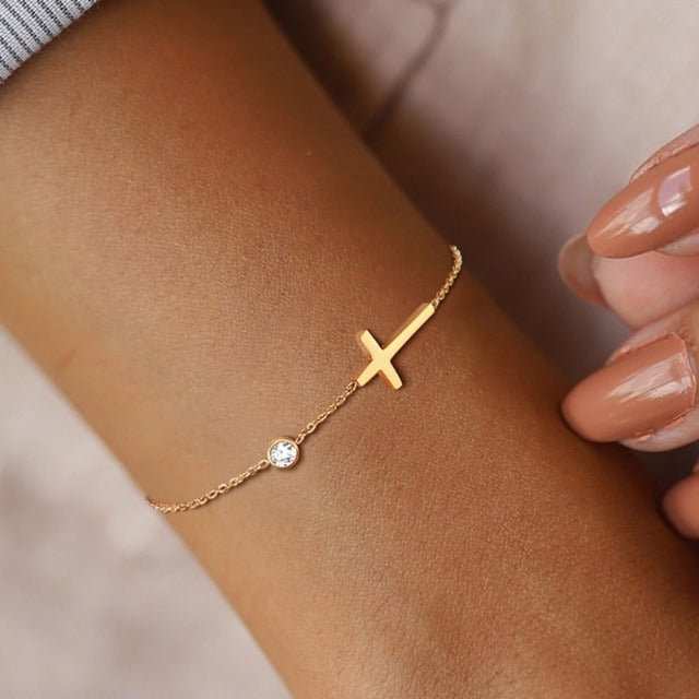 Pulsera con Cruz para Mujer Oro & Plata oro