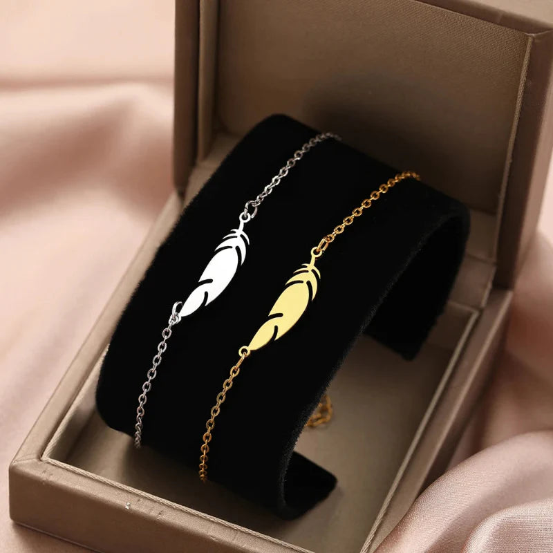 Pulsera de Encanto con Pluma plata