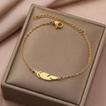 Pulsera de Encanto con Pluma oro