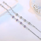 Pulsera con Finas Flores en Circonio violeta