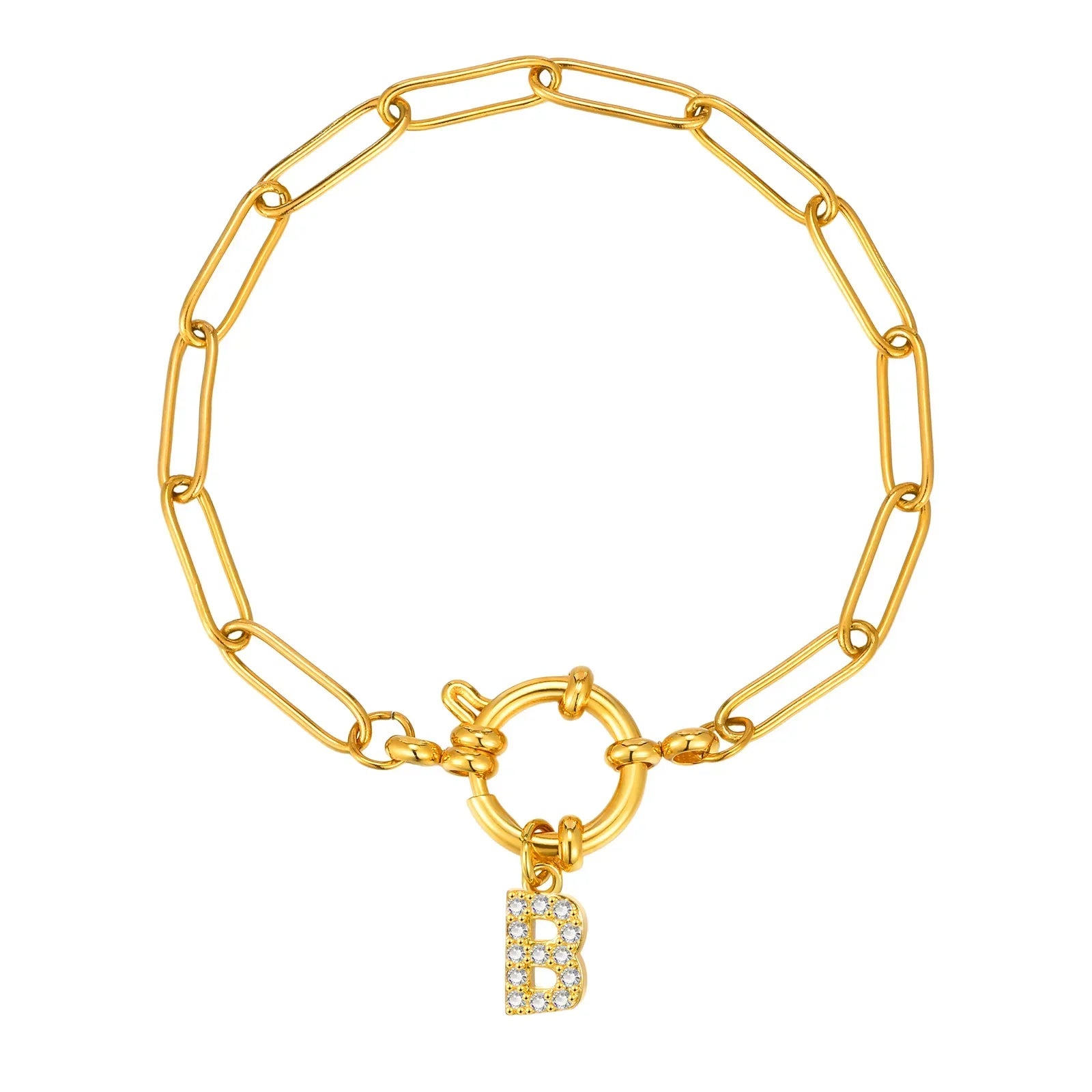Bracelet avec initiale couleur or - lettre