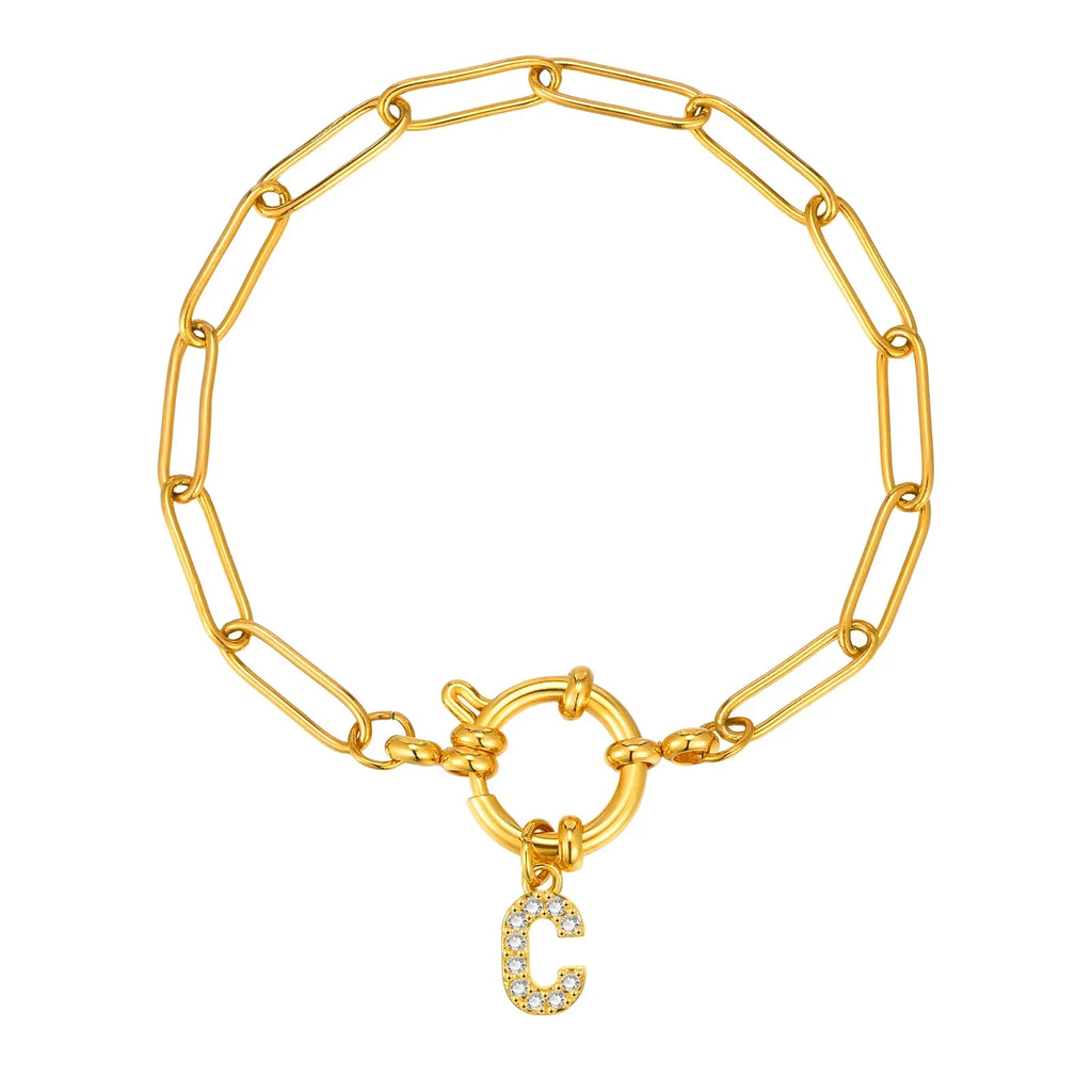 Bracelet avec initiale couleur or - lettre