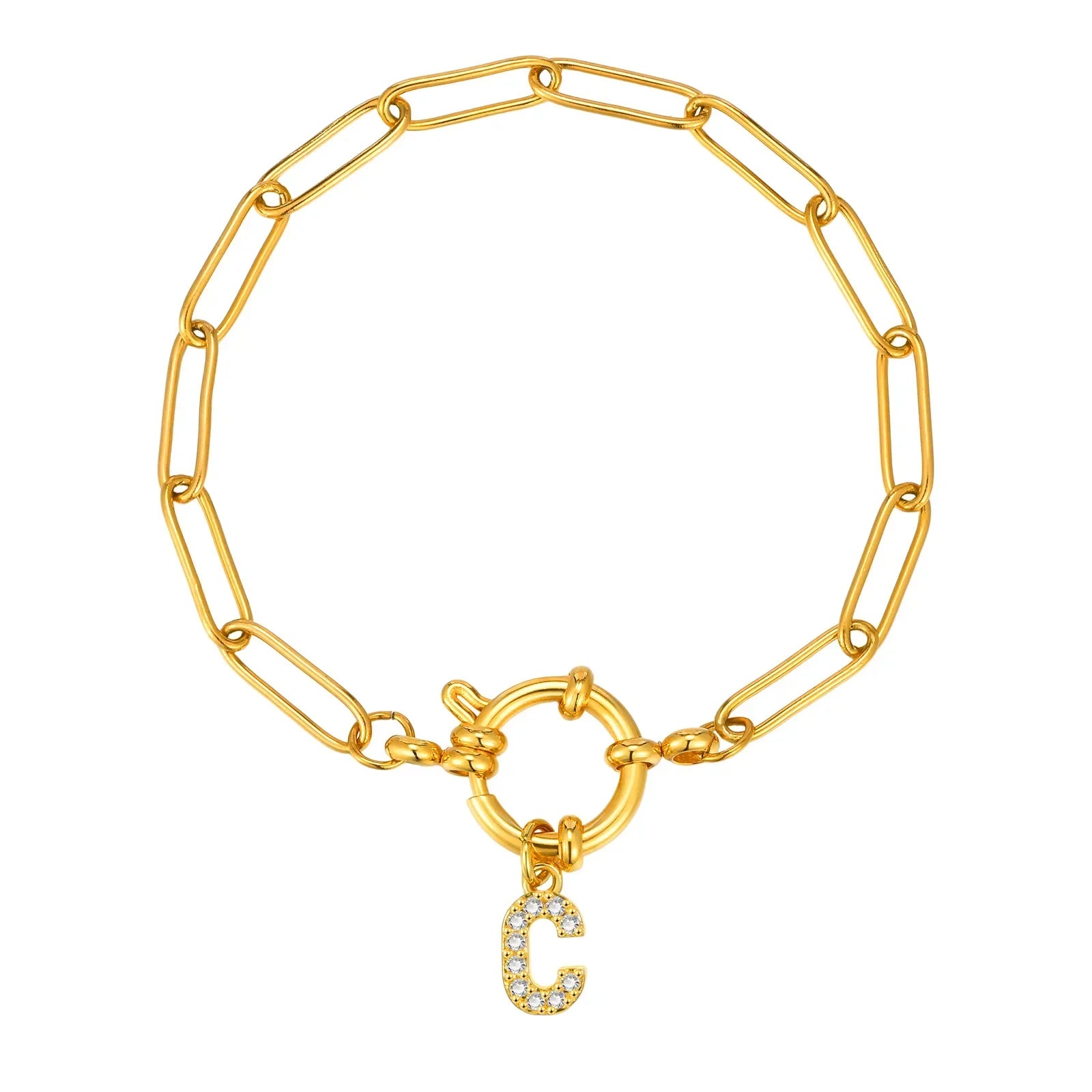 Bracelet avec initiale couleur or - lettre