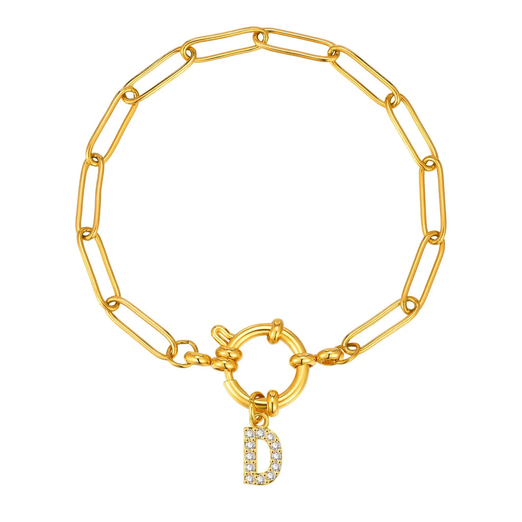 Bracelet avec initiale couleur or - lettre
