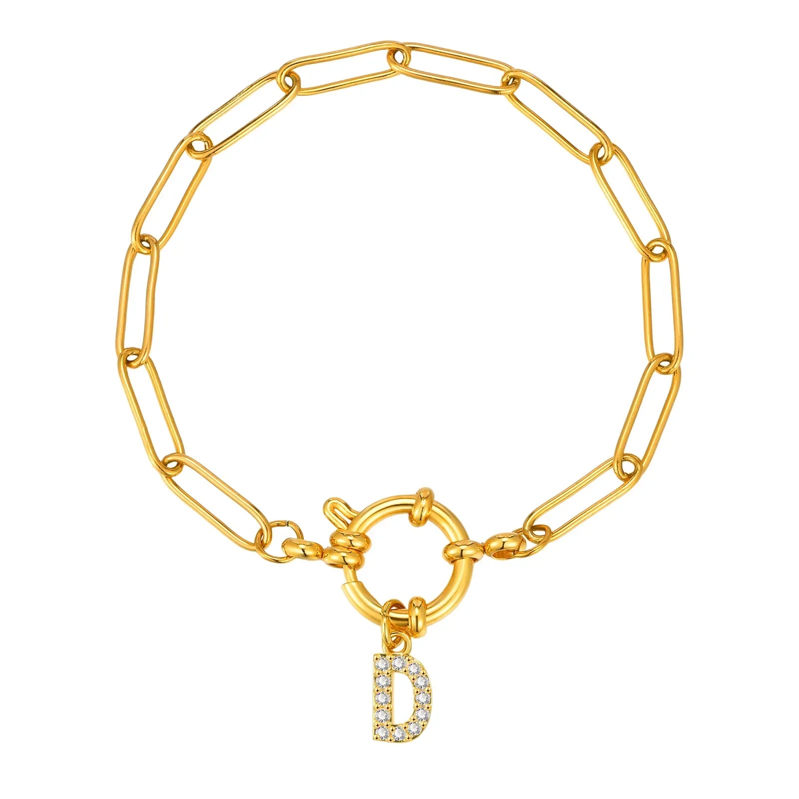 Bracelet avec initiale couleur or - lettre
