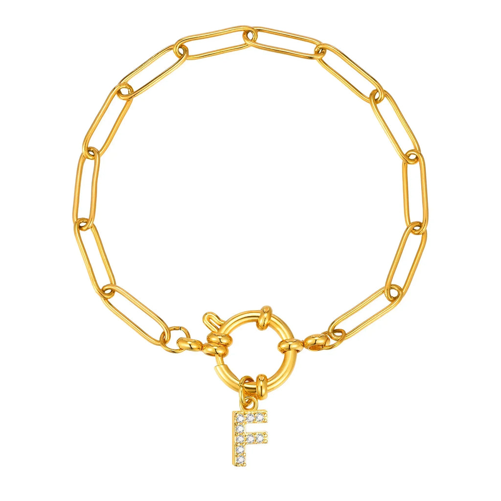 Bracelet avec initiale couleur or - lettre
