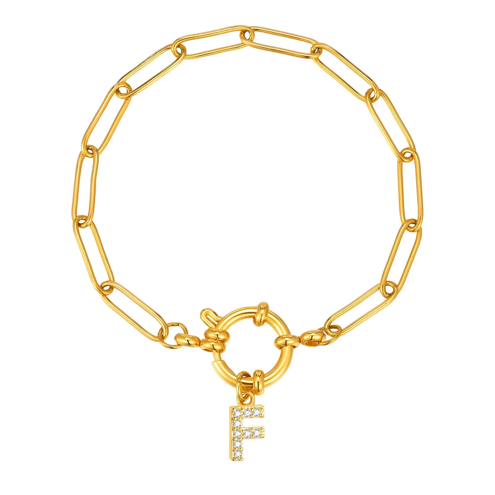 Bracelet avec initiale couleur or - lettre