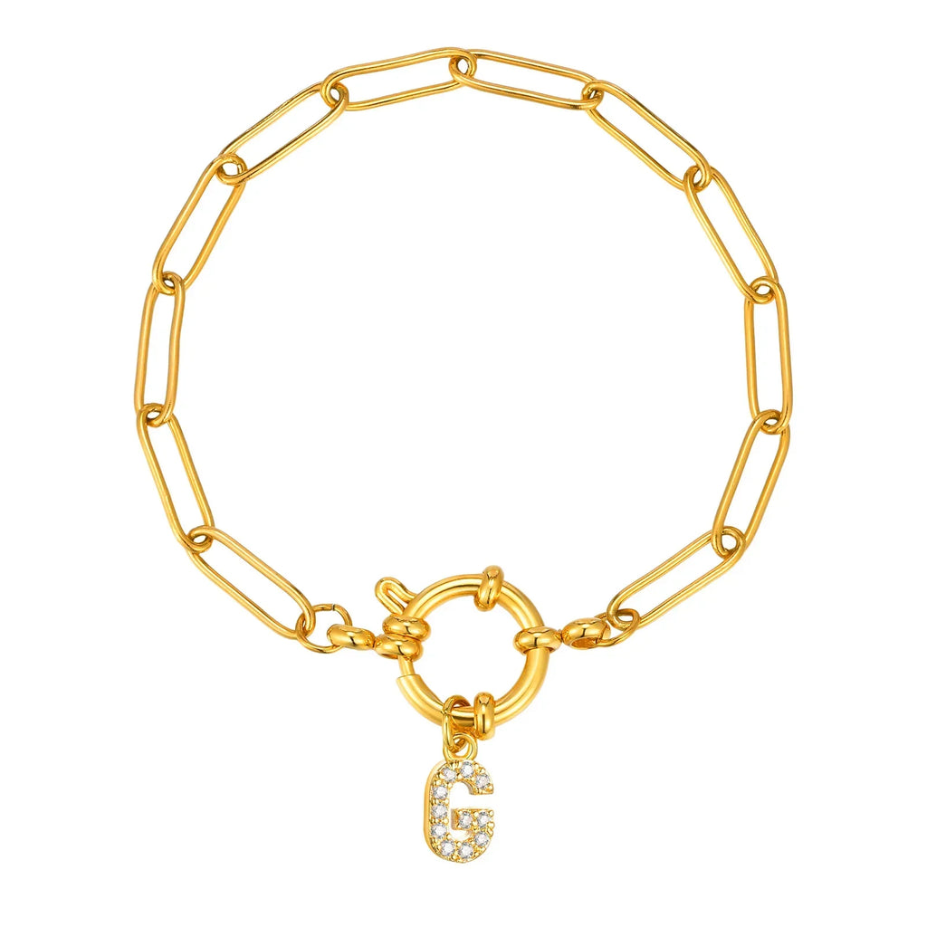 Bracelet avec initiale couleur or - lettre