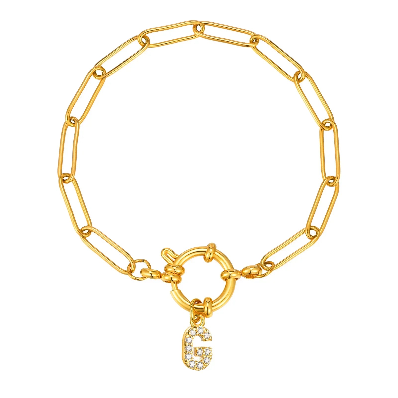 Bracelet avec initiale couleur or - lettre