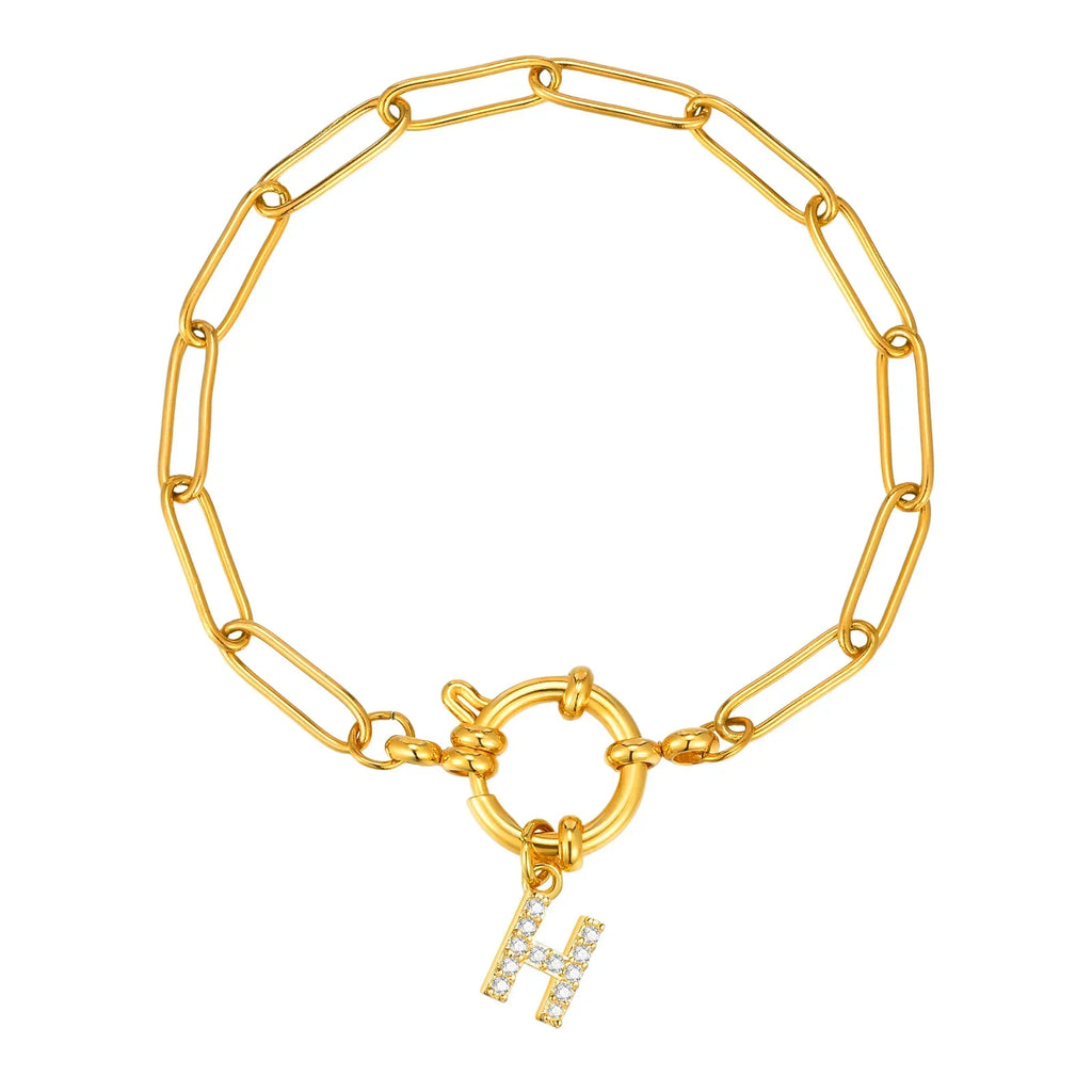 Bracelet avec initiale couleur or - lettre
