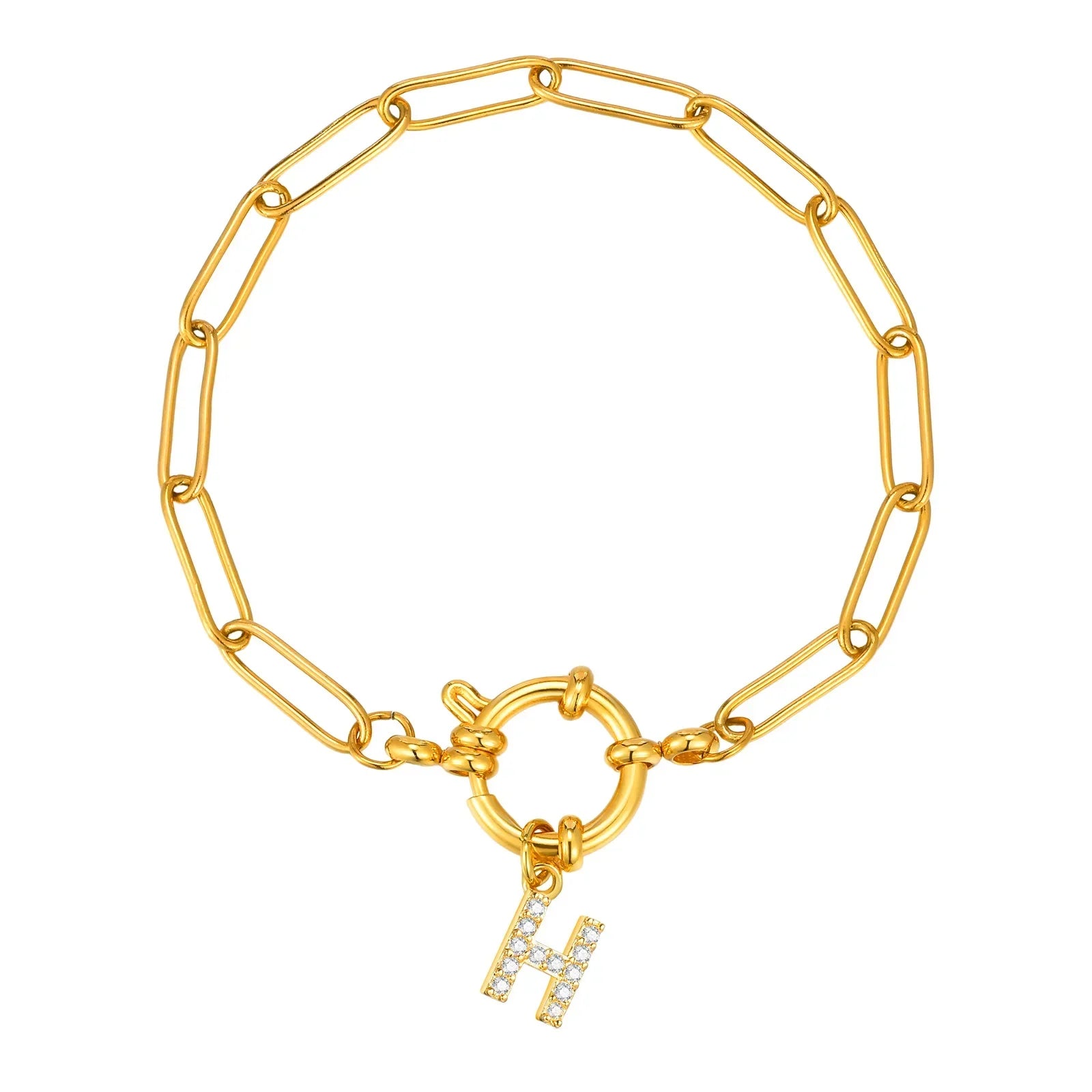 Bracelet avec initiale couleur or - lettre