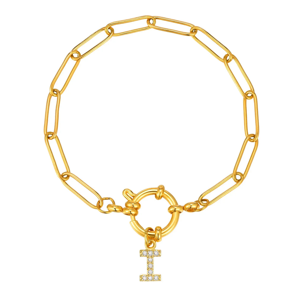 Bracelet avec initiale couleur or - lettre