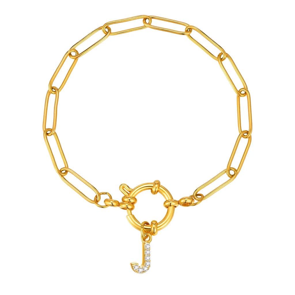 Bracelet avec initiale couleur or - lettre