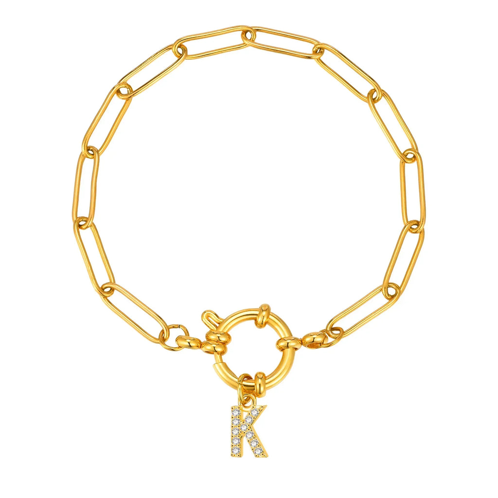 Bracelet avec initiale couleur or - lettre
