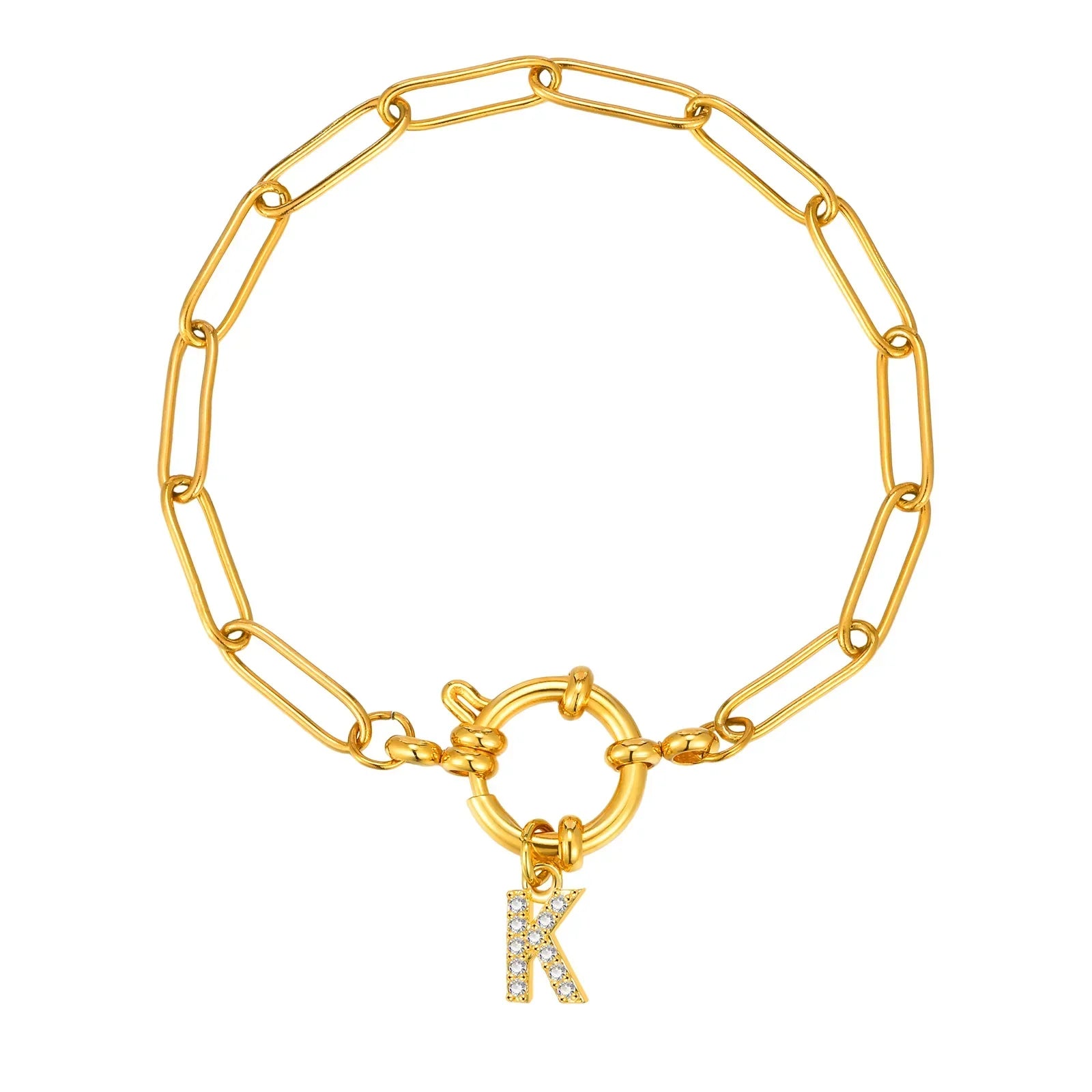 Bracelet avec initiale couleur or - lettre