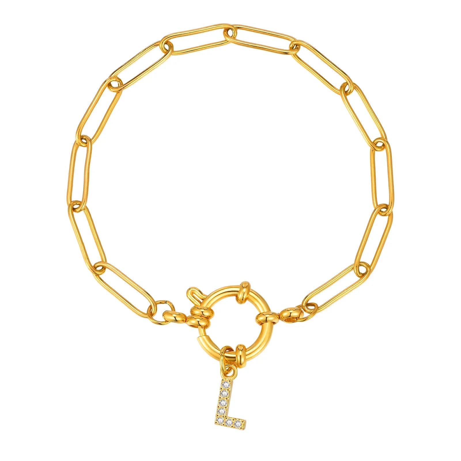 Bracelet avec initiale couleur or - lettre