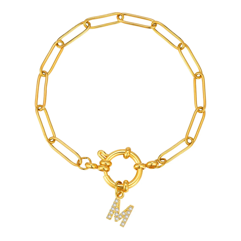 Bracelet avec initiale couleur or - lettre