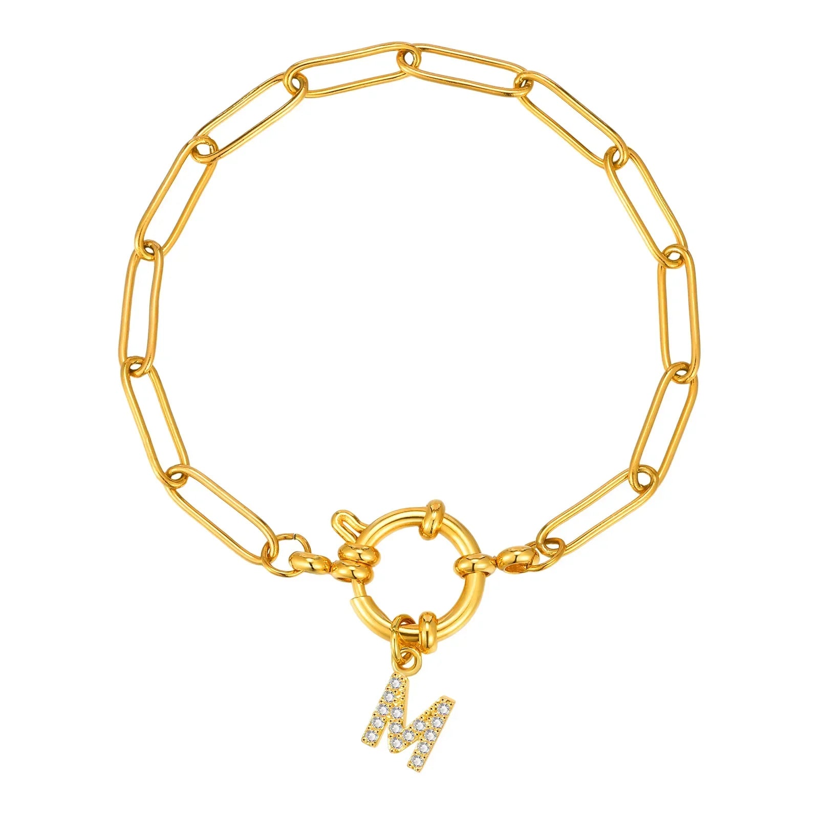 Bracelet avec initiale couleur or - lettre