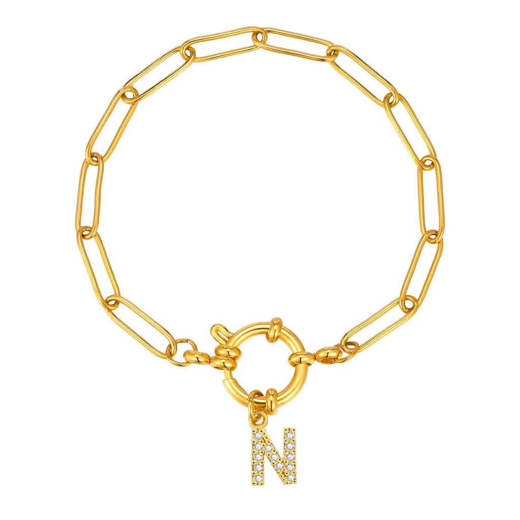 Bracelet avec initiale couleur or - lettre