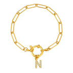 Bracelet avec initiale couleur or - lettre