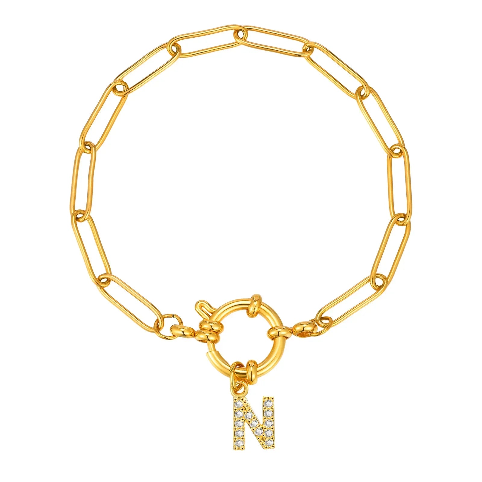 Bracelet avec initiale couleur or - lettre
