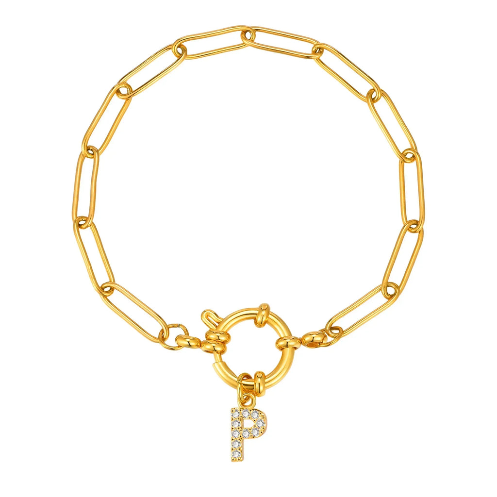 Bracelet avec initiale couleur or - lettre