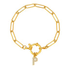 Bracelet avec initiale couleur or - lettre