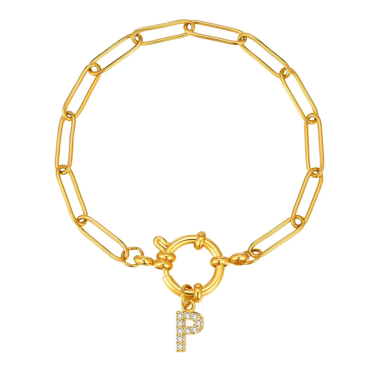 Bracelet avec initiale couleur or - lettre