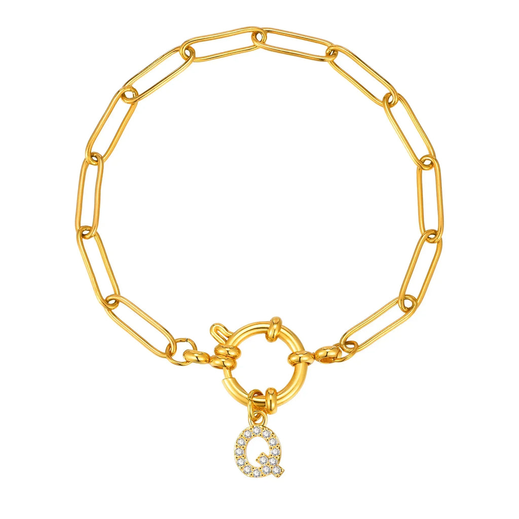 Bracelet avec initiale couleur or - lettre