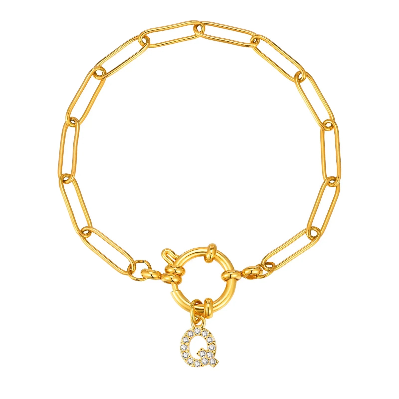 Bracelet avec initiale couleur or - lettre