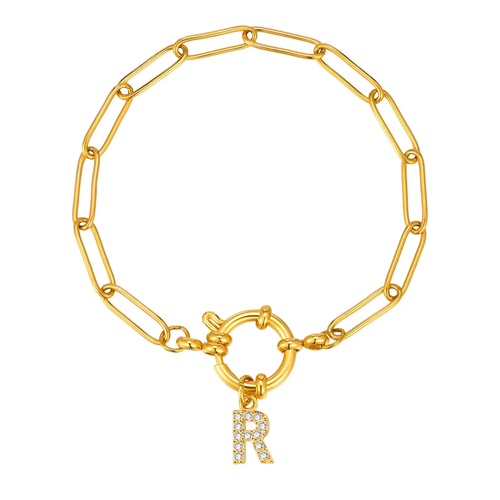 Bracelet avec initiale couleur or - lettre