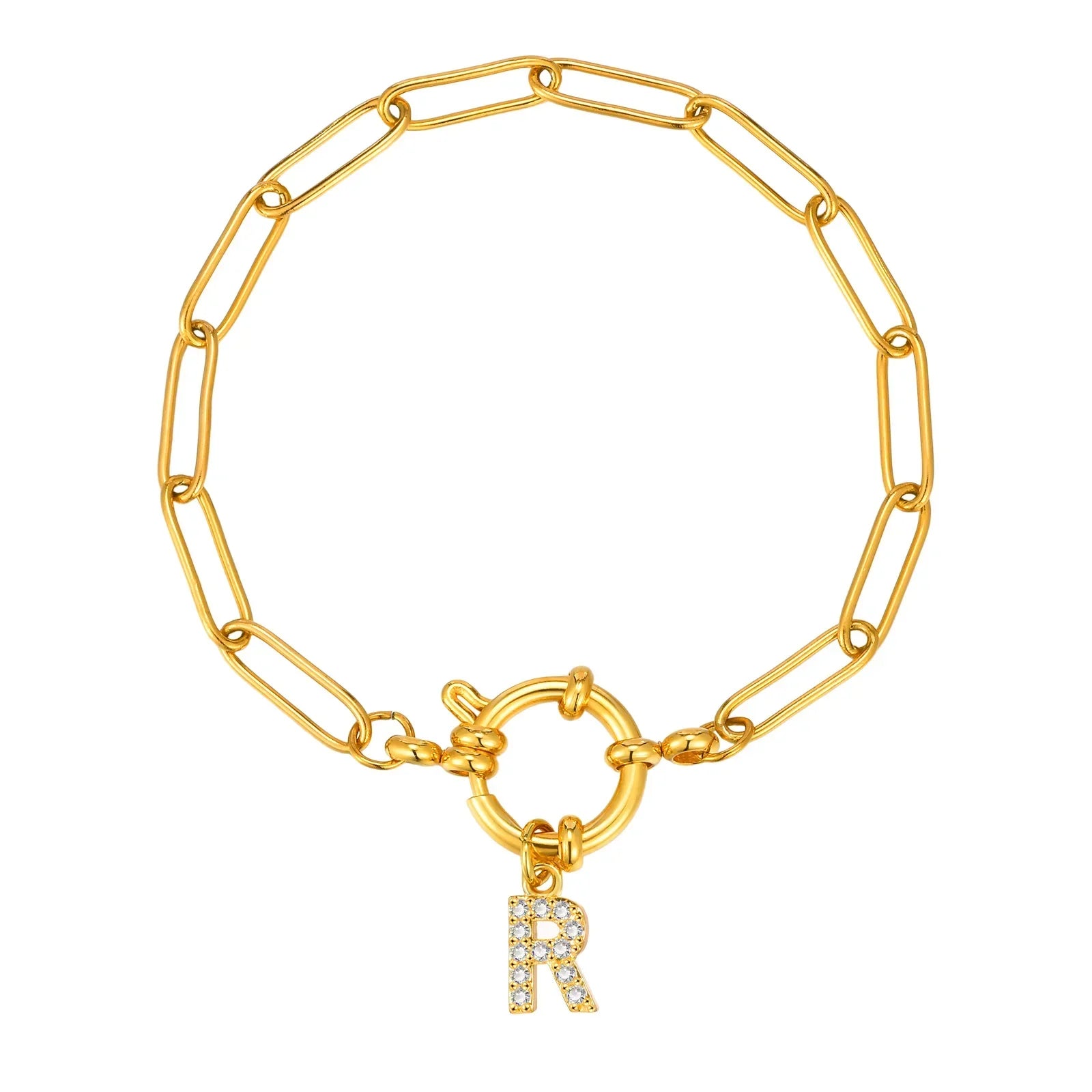 Bracelet avec initiale couleur or - lettre