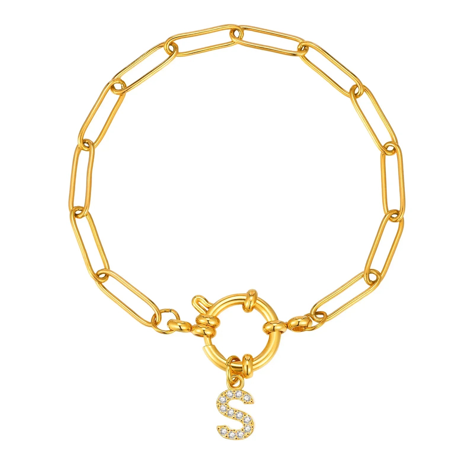 Bracelet avec initiale couleur or - lettre