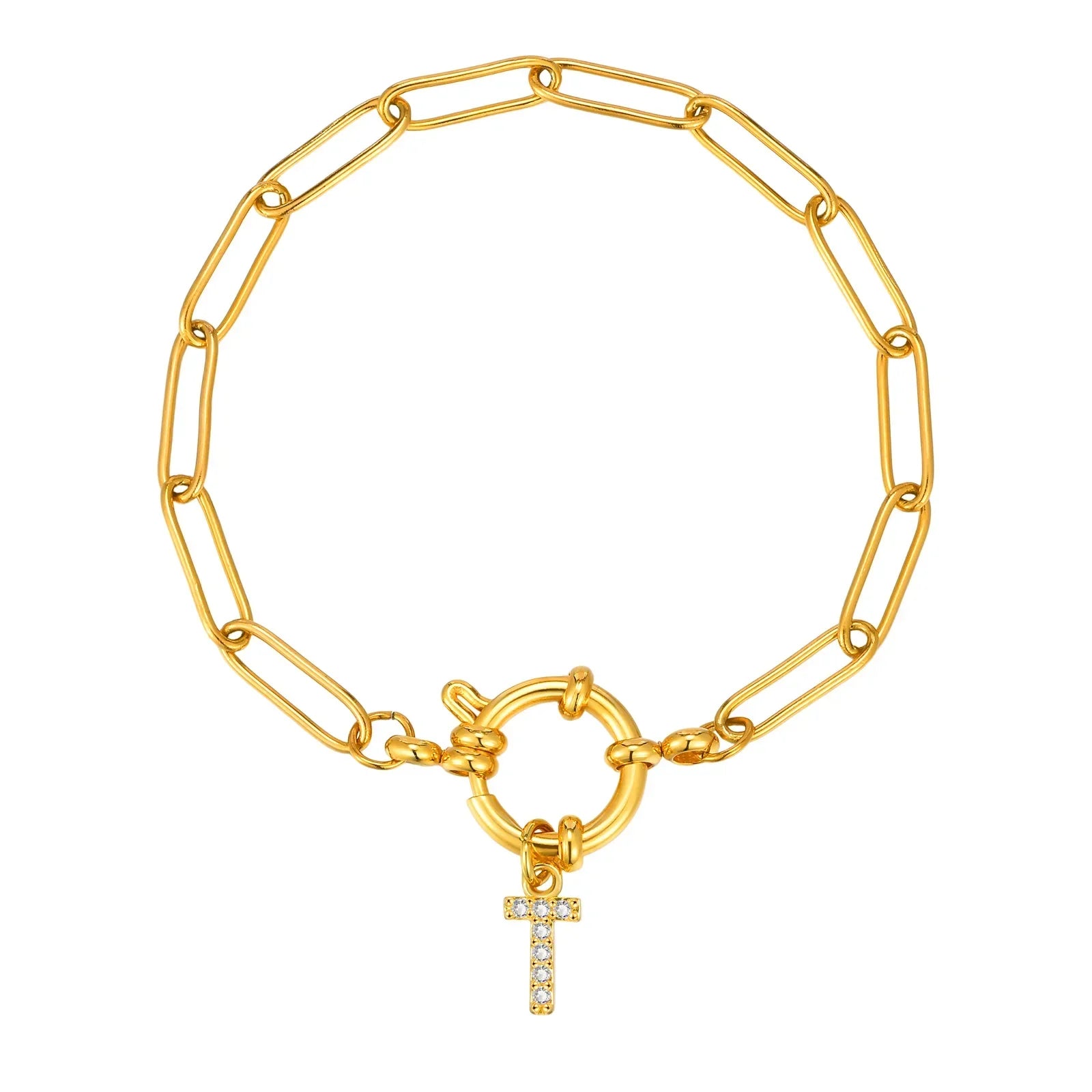 Bracelet avec initiale couleur or - lettre