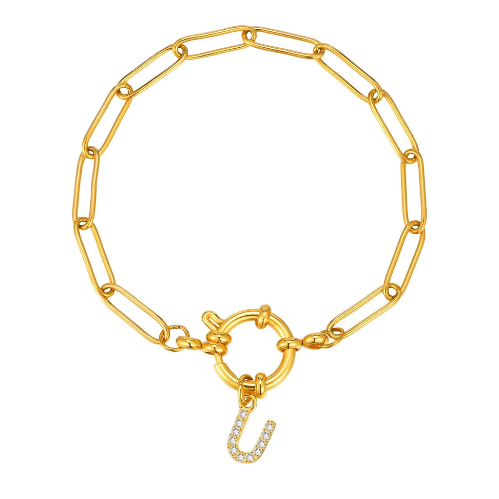 Bracelet avec initiale couleur or - lettre