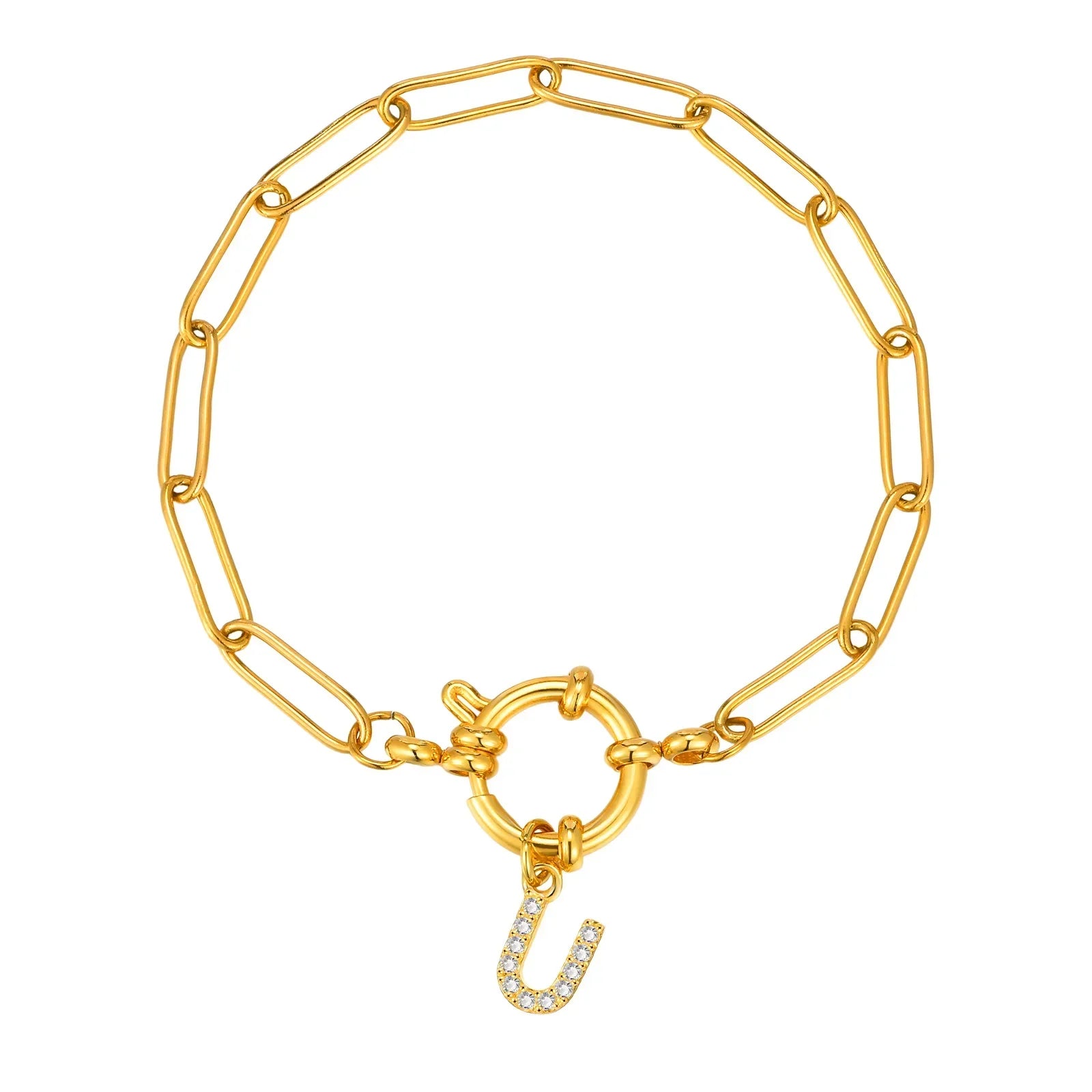 Bracelet avec initiale couleur or - lettre
