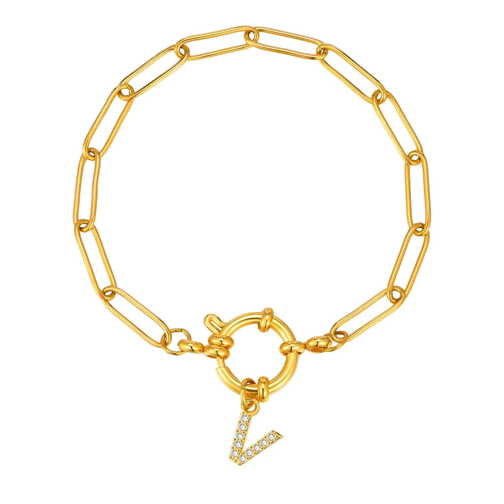 Bracelet avec initiale couleur or - lettre