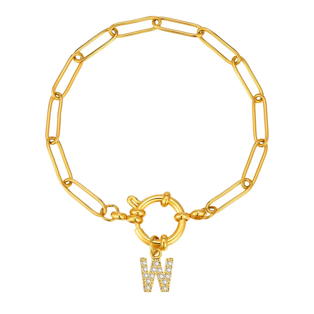 Bracelet avec initiale couleur or - lettre