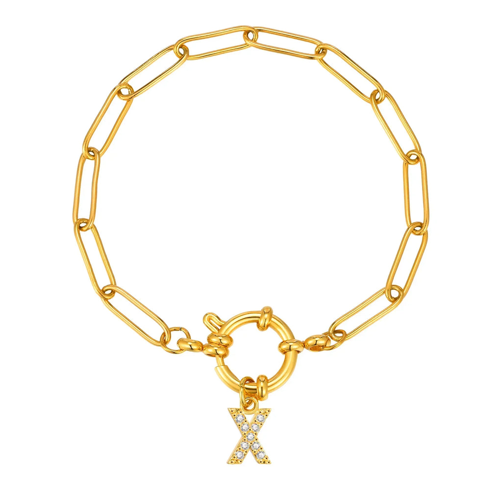 Bracelet avec initiale couleur or - lettre